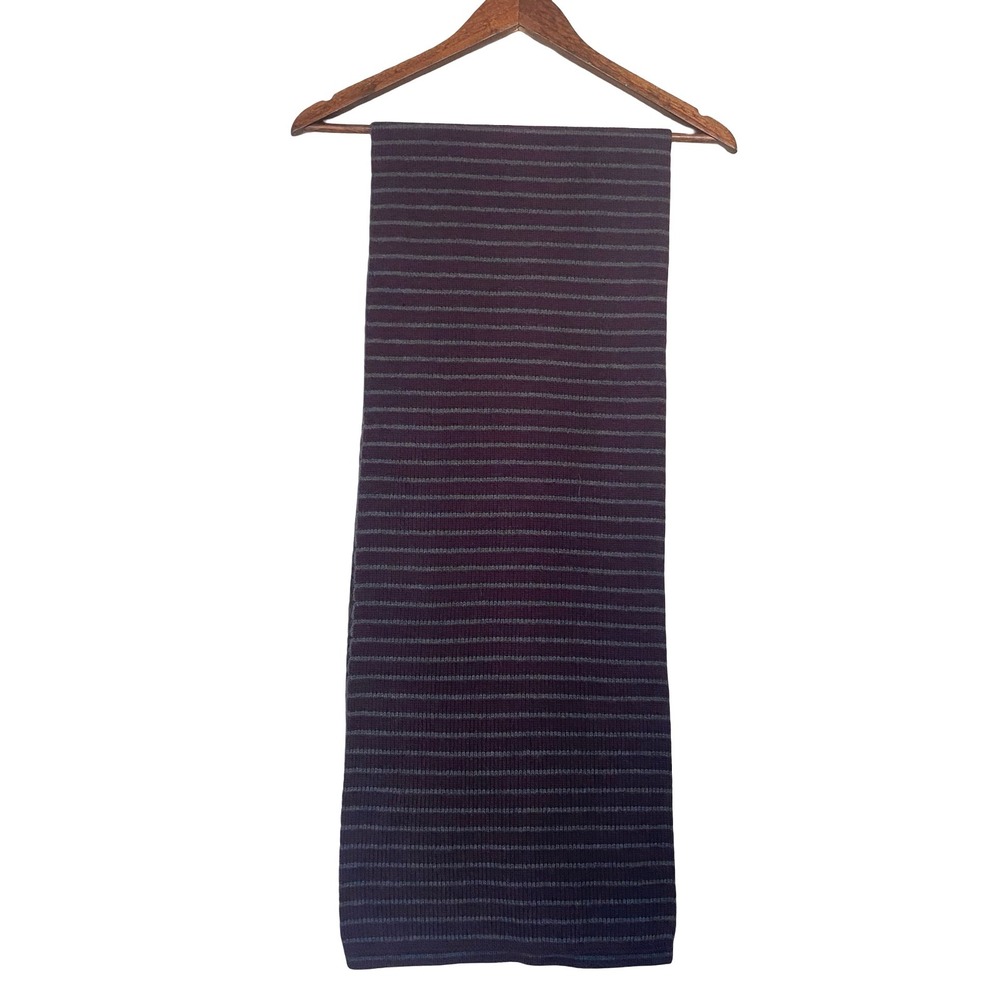 GAP Merino Wool Scarf One Size Purple Striped Ribbed Knit Warm Winter